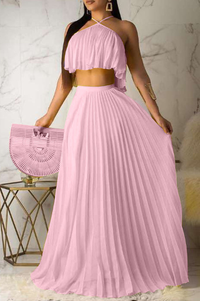 Fashion Sexy Sleeveless Skirt Two-piece Set