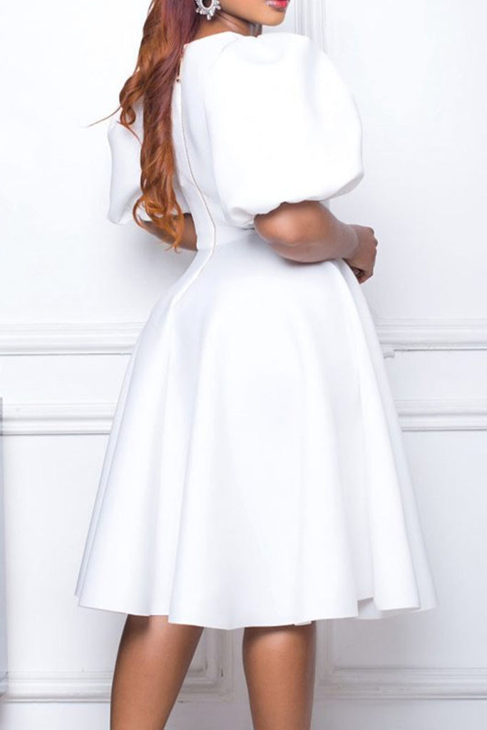 Casual Solid Patchwork O Neck A Line Dresses