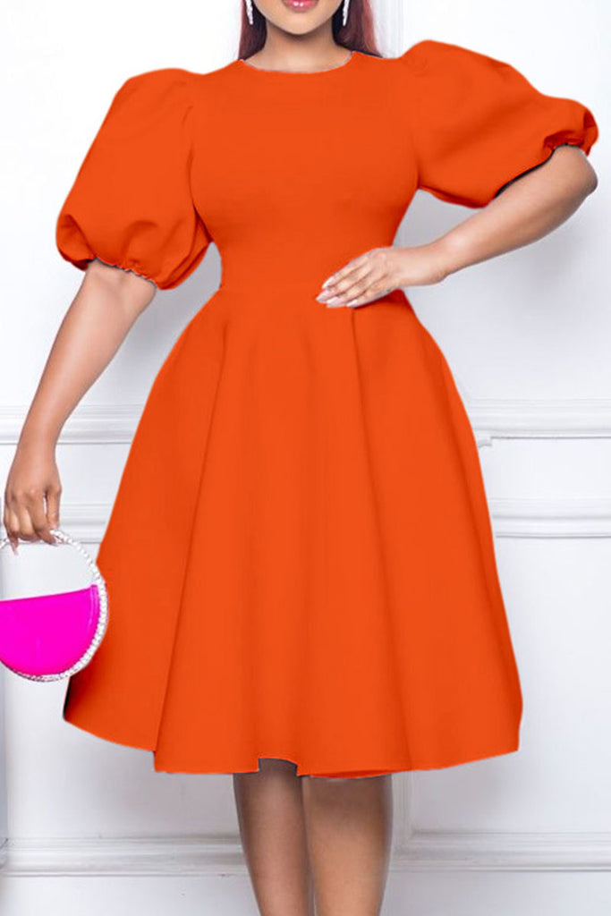 Casual Solid Patchwork O Neck A Line Dresses