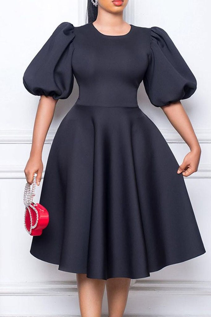 Casual Solid Patchwork O Neck A Line Dresses