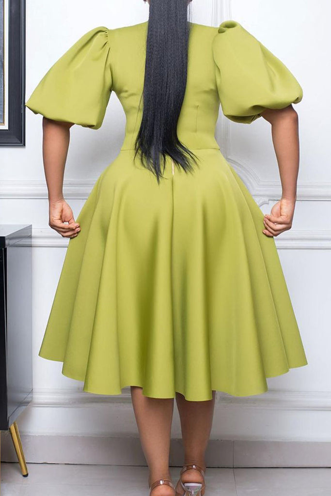 Casual Solid Patchwork O Neck A Line Dresses