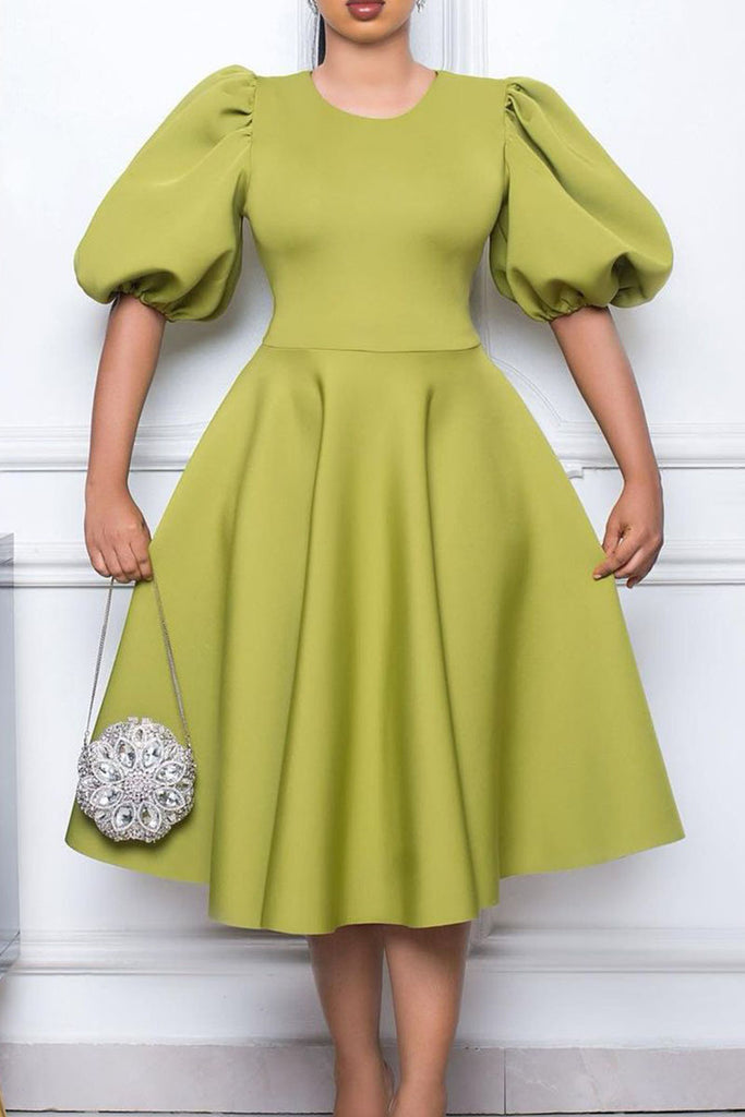 Casual Solid Patchwork O Neck A Line Dresses