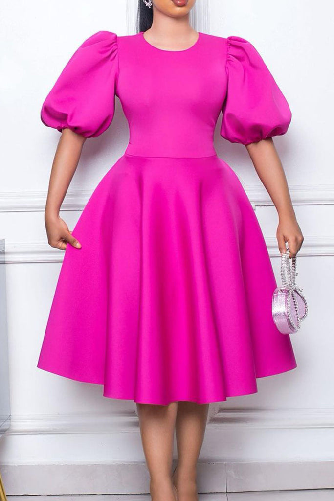 Casual Solid Patchwork O Neck A Line Dresses