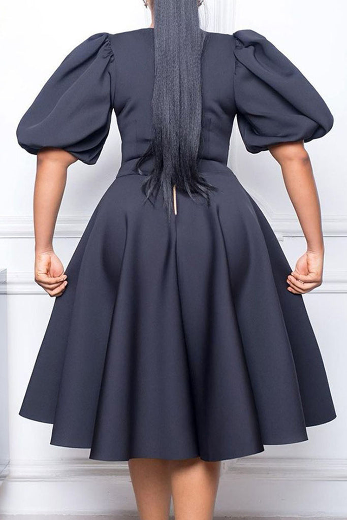 Casual Solid Patchwork O Neck A Line Dresses
