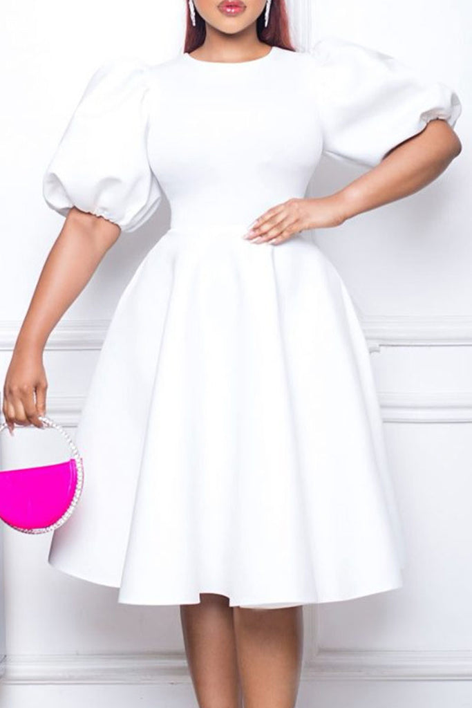 Casual Solid Patchwork O Neck A Line Dresses