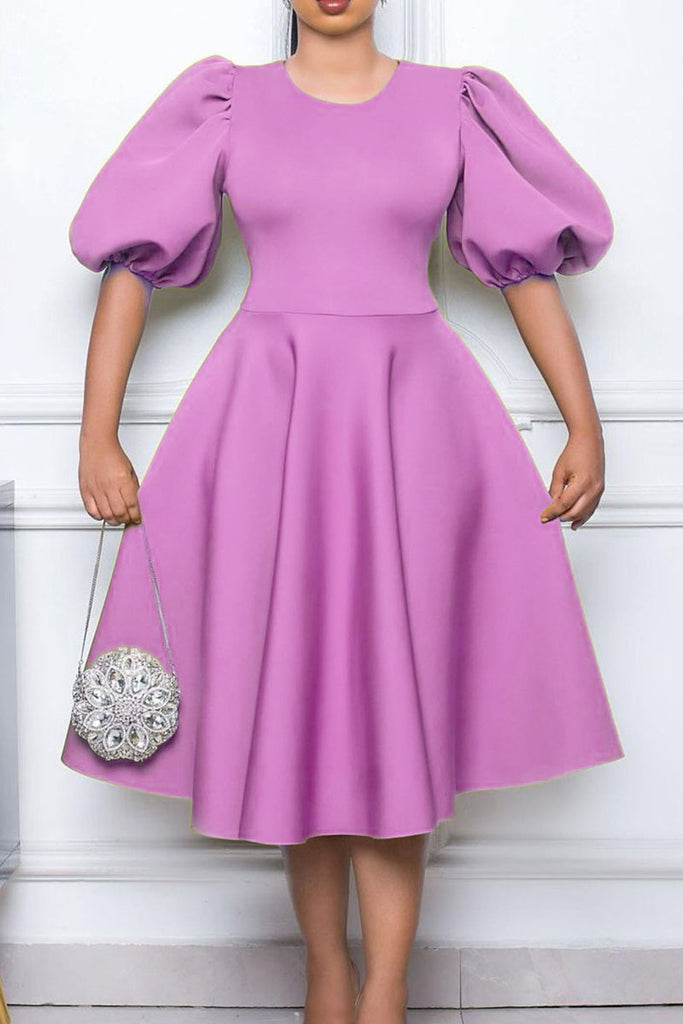 Casual Solid Patchwork O Neck A Line Dresses