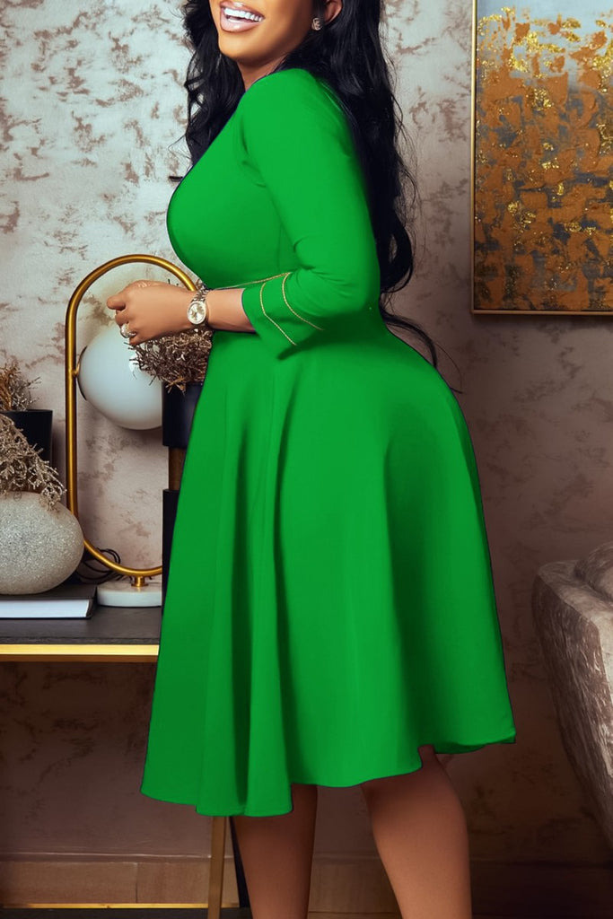 Casual Solid Patchwork O Neck A Line Dresses