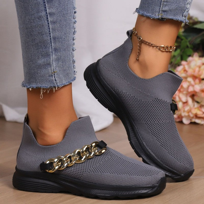 Casual Sportswear Daily Patchwork Metal Accessories Decoration Solid Color Round Comfortable Shoes