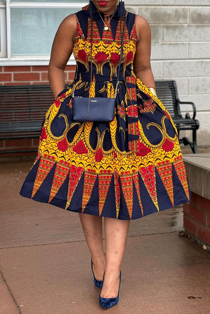 Casual Street Daily Elegant Vacation Mixed Printing Printing Contrast Dresses
