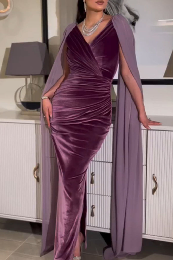 Elegant Solid Color Patchwork Evening Dresses