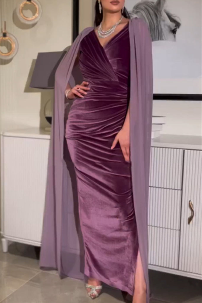 Elegant Solid Color Patchwork Evening Dresses