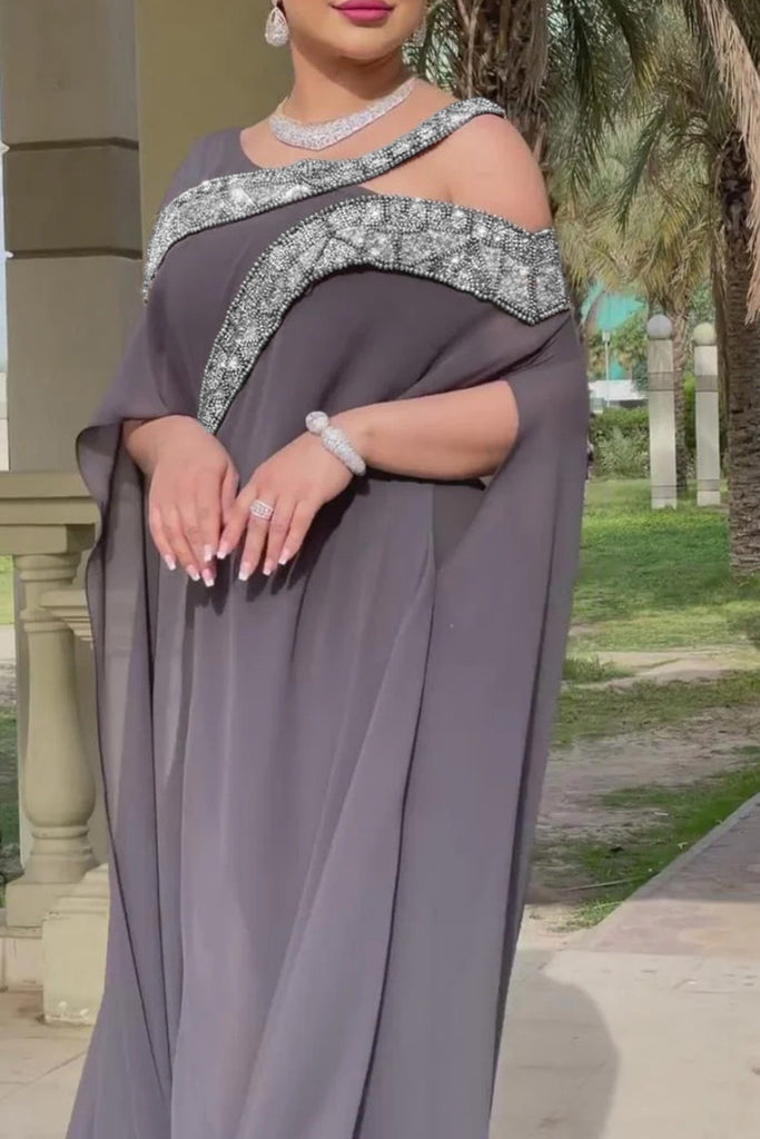 Elegant Solid Color Hollow Out Patchwork Asymmetrical Collar Evening Dresses