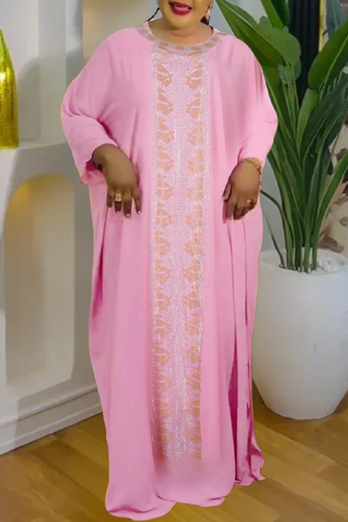 Elegant Patchwork O Neck Three Quarter Two Pieces