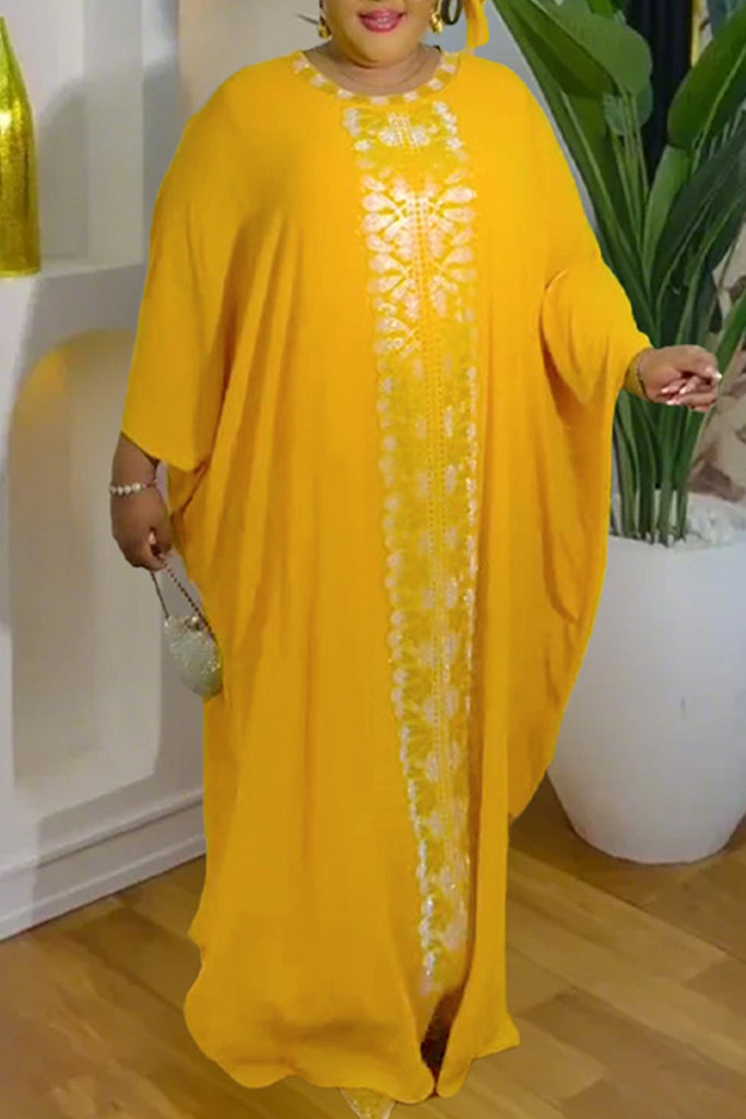 Elegant Patchwork O Neck Three Quarter Two Pieces