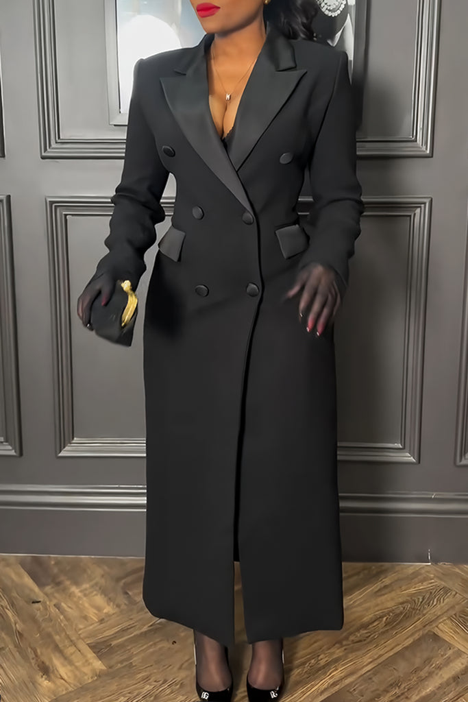 Casual Elegant Solid Color Buttons Patchwork Turndown Collar Suit Dresses