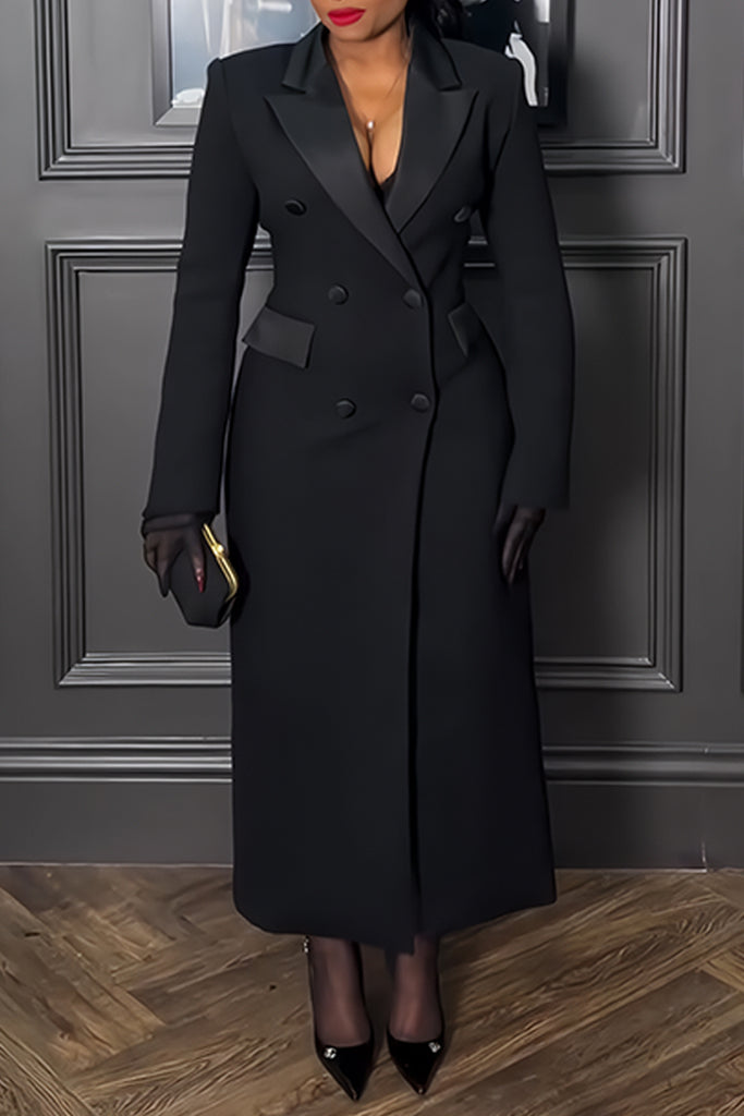 Casual Elegant Solid Color Buttons Patchwork Turndown Collar Suit Dresses