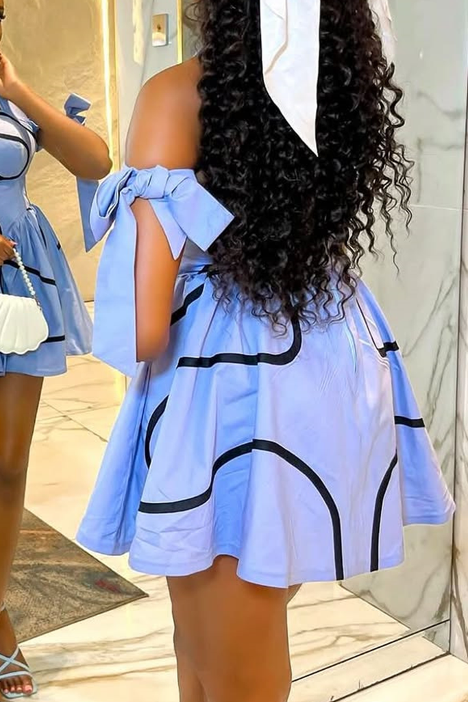 Sexy Stripe Strap Design Halter A Line Dresses