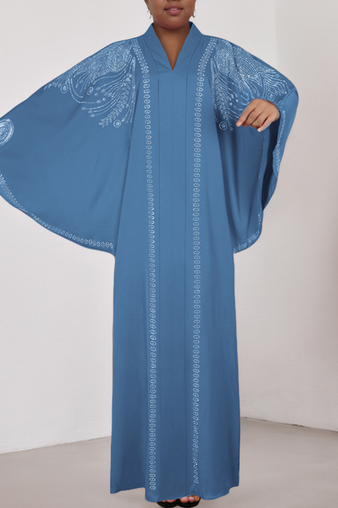 Casual Solid Color Hot Drill V Neck Long Dresses