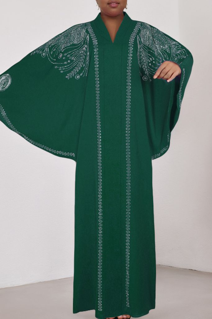 Casual Solid Color Hot Drill V Neck Long Dresses