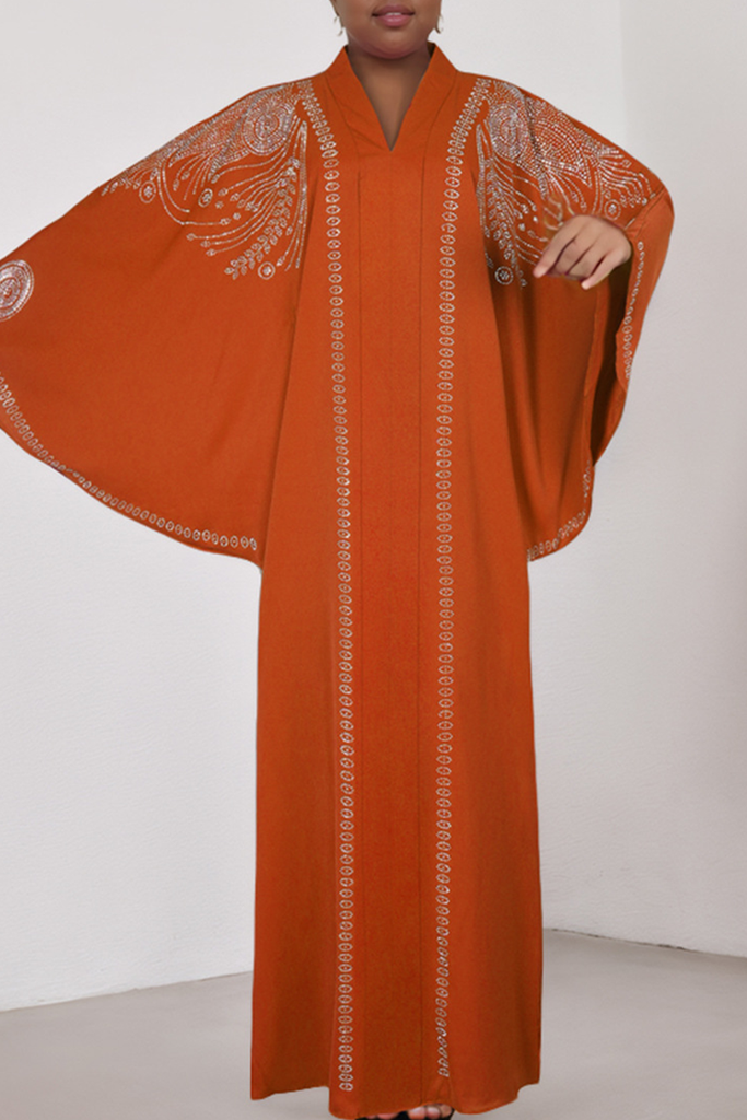 Casual Solid Color Hot Drill V Neck Long Dresses