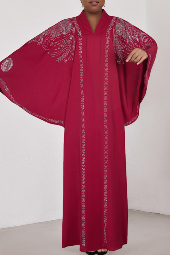 Casual Solid Color Hot Drill V Neck Long Dresses
