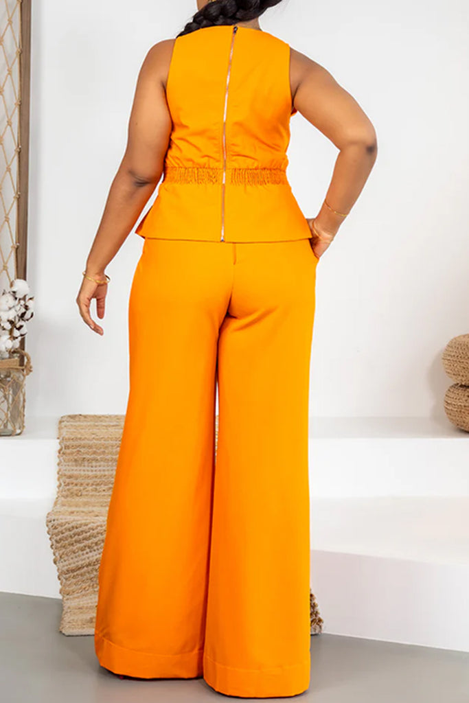 Casual Daily Solid Color Zipper O Neck Sleeveless Two Pieces