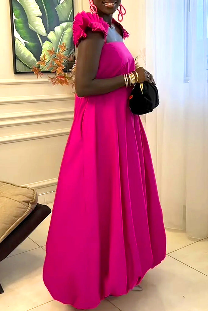 Sexy Casual Vacation Solid Color Backless Spaghetti Strap Long Dresses
