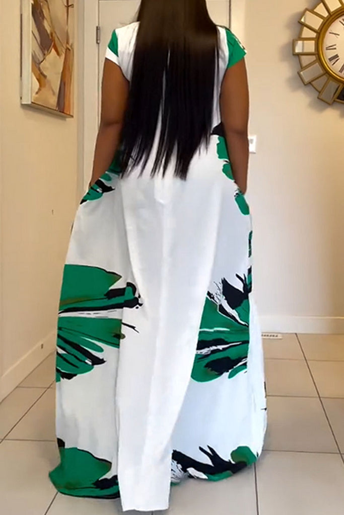 Casual Daily Print Basic O Neck Long Dresses