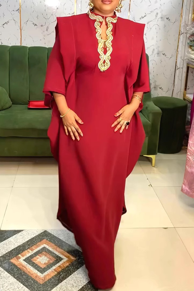 Casual Solid Color Hollow Out O Neck Long Dresses