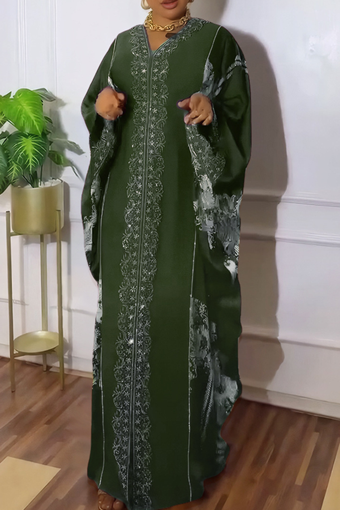 Casual Hot Drill V Neck Long Dresses