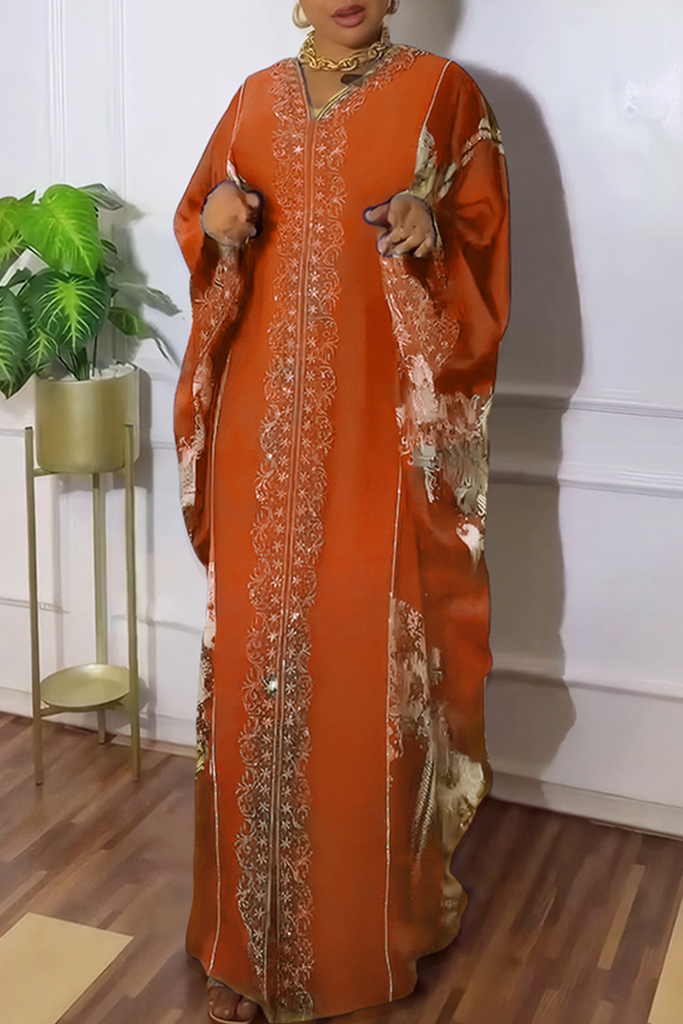 Casual Hot Drill V Neck Long Dresses
