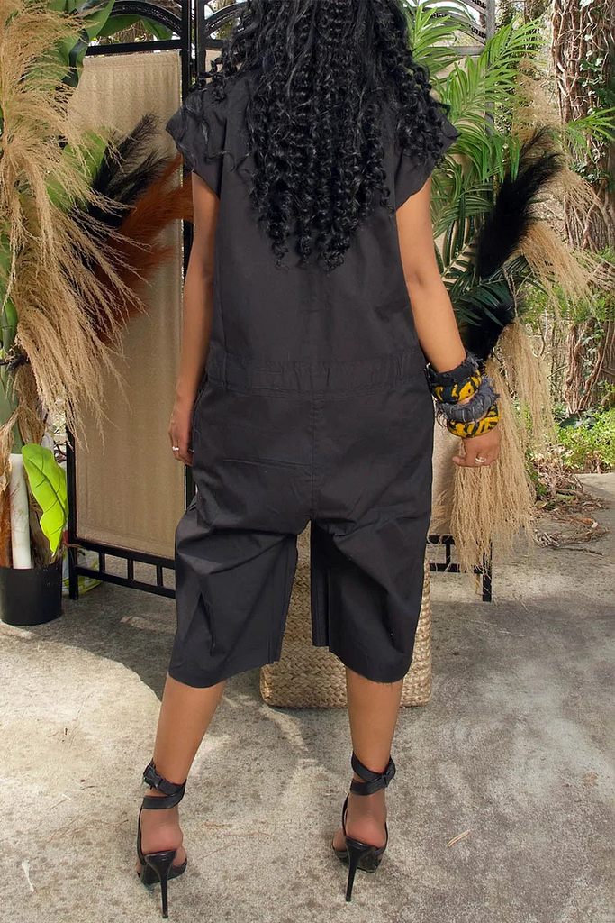 Casual Solid Color Zipper Turndown Collar Regular Jumpsuits