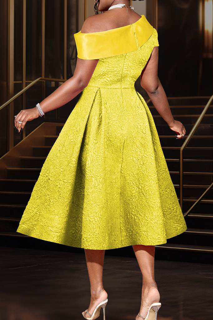 Prom Solid Color Patchwork Oblique Collar Evening Dresses