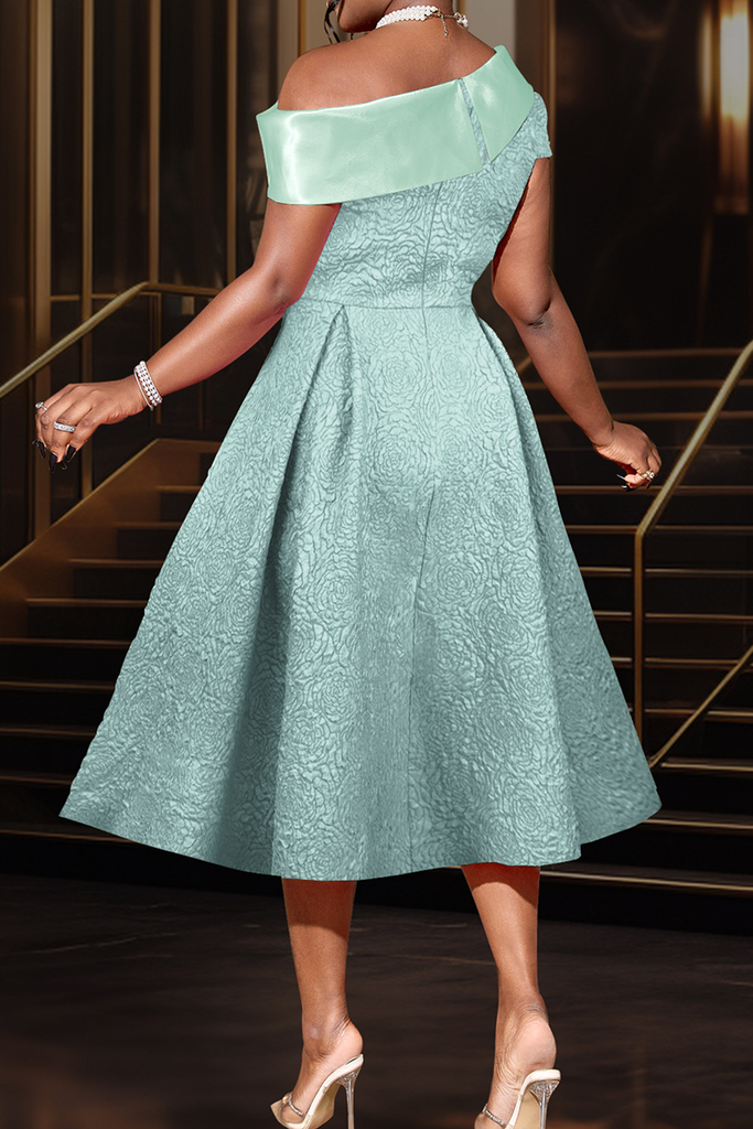 Prom Solid Color Patchwork Oblique Collar Evening Dresses