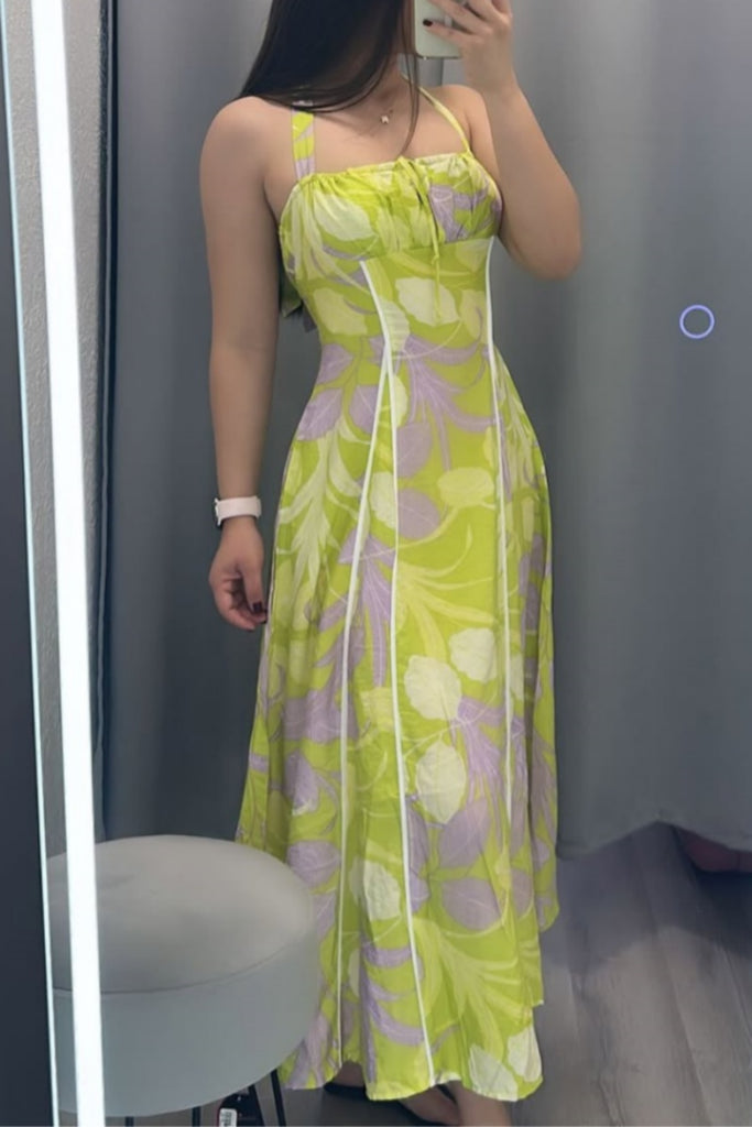 Sexy Casual Print Backless Belted Halter Long Dresses