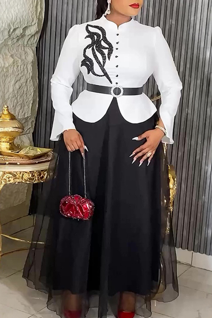 Casual Print Buckle With Belt O Neck Plus Size Two Pieces