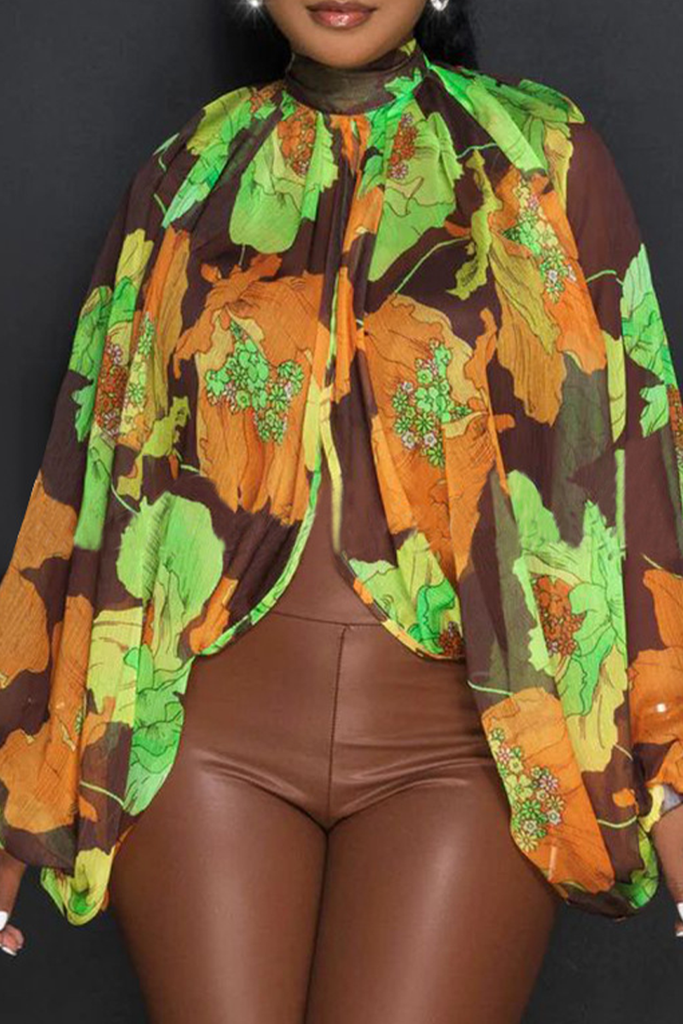 Sexy Print Slit O Neck Tops