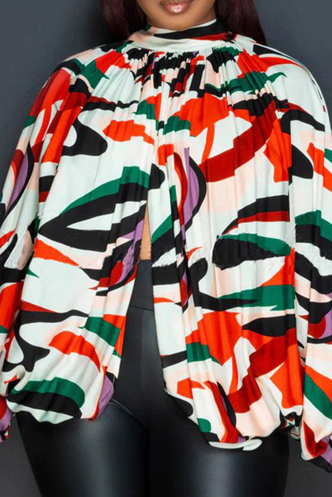 Sexy Print Slit O Neck Tops