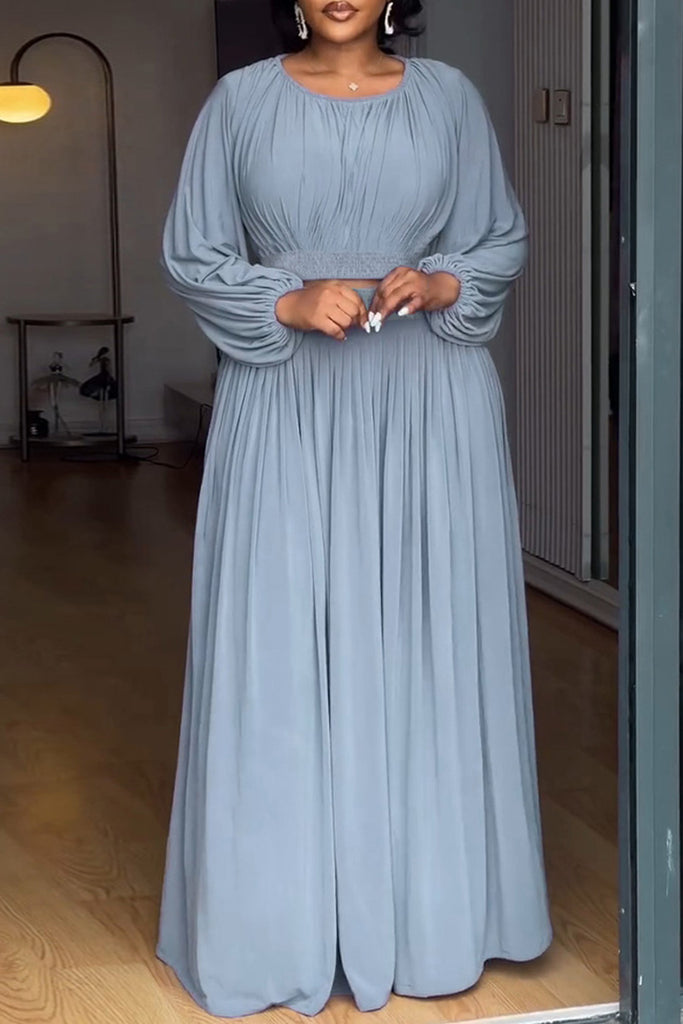 Casual Daily Solid Color Basic O Neck Long Sleeve Two Pieces