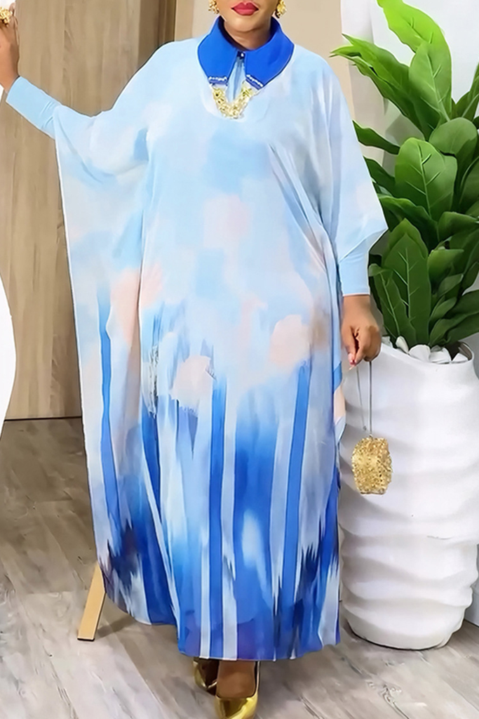 Casual Print Patchwork Turndown Collar Long Sleeve Two Pieces