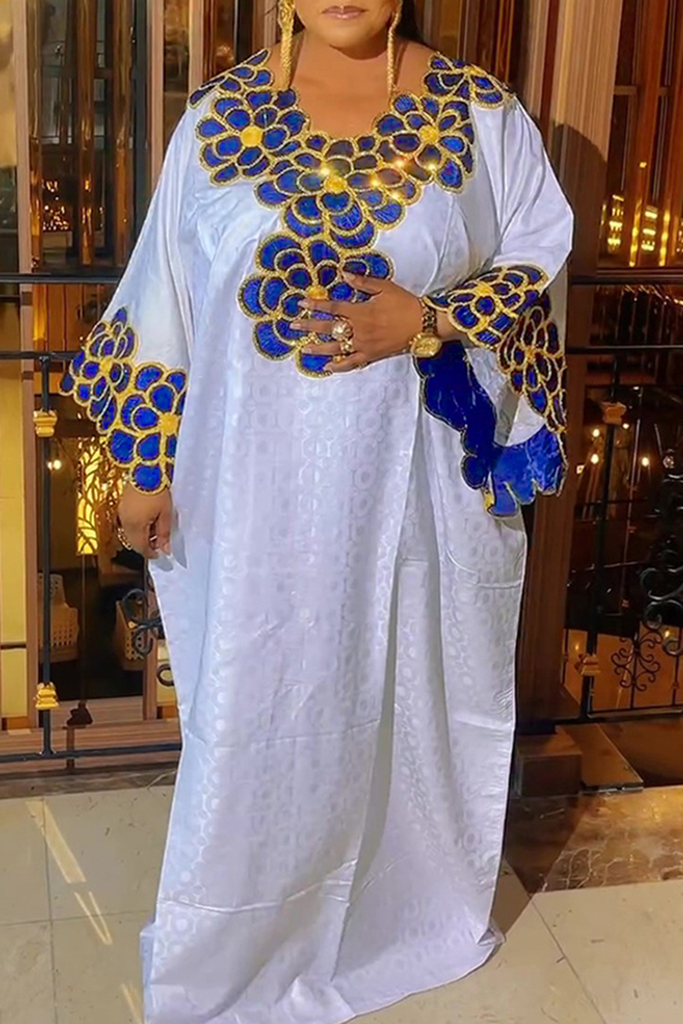 Casual Jacquard O Neck Long Dresses