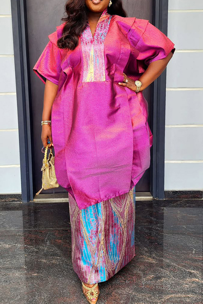 Draw String V Neck Plus Size Two Pieces