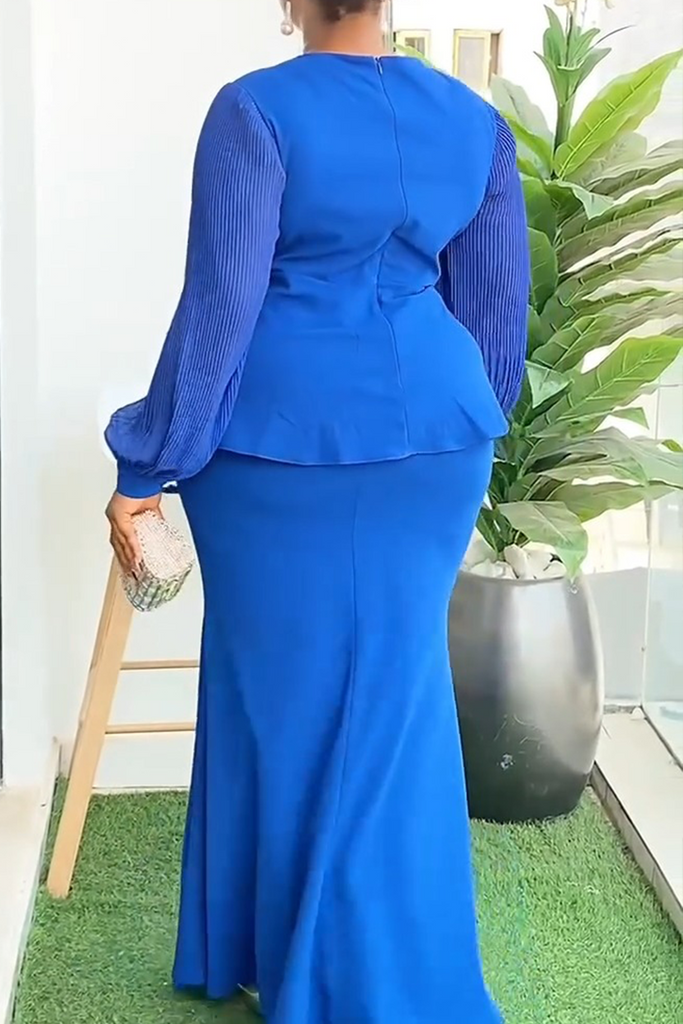 Casual everyday solid color diamond embellished round-neck long sleeve set