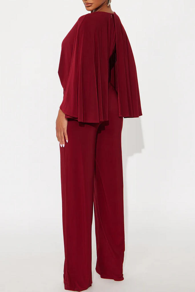 Casual Daily Solid Color Ruched V Neck Straight Jumpsuits
