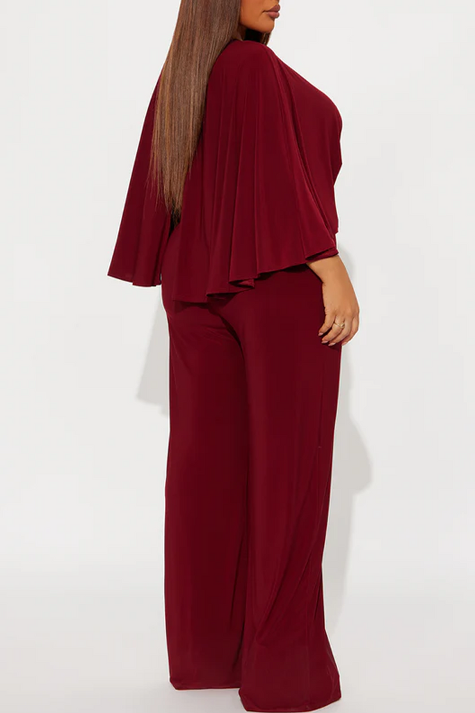 Casual Daily Solid Color Ruched V Neck Straight Jumpsuits