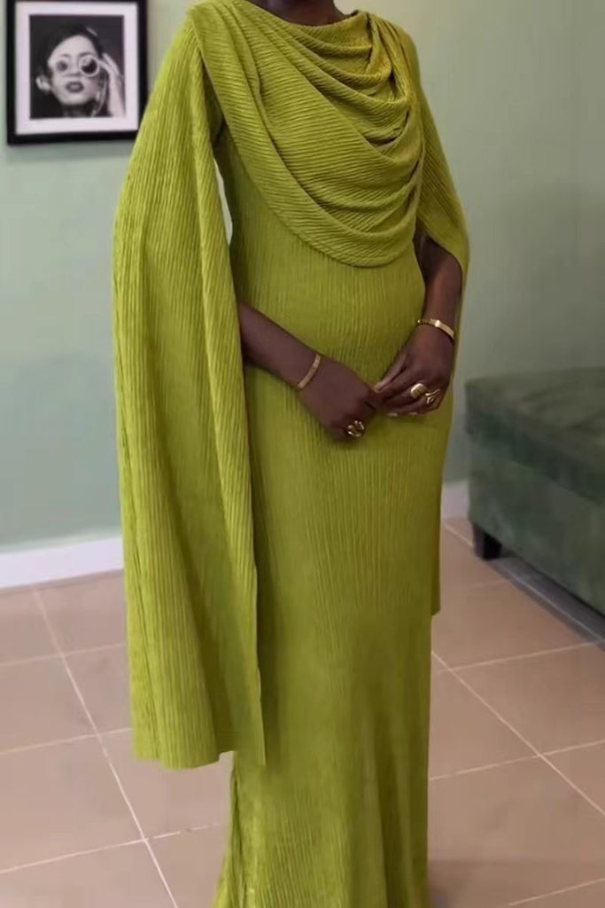 Elegant Solid Color Basic O Neck Long Dresses