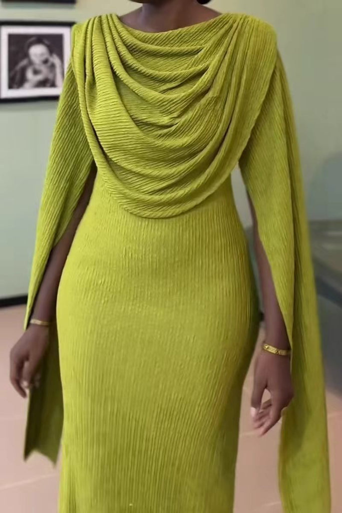 Elegant Solid Color Basic O Neck Long Dresses
