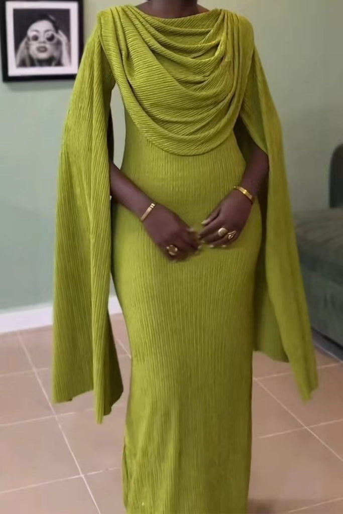 Elegant Solid Color Basic O Neck Long Dresses