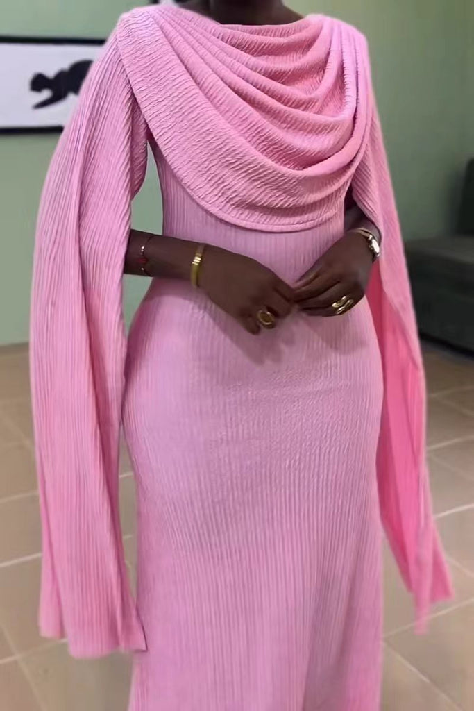 Elegant Solid Color Basic O Neck Long Dresses