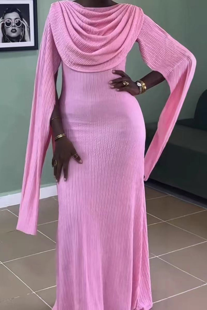Elegant Solid Color Basic O Neck Long Dresses